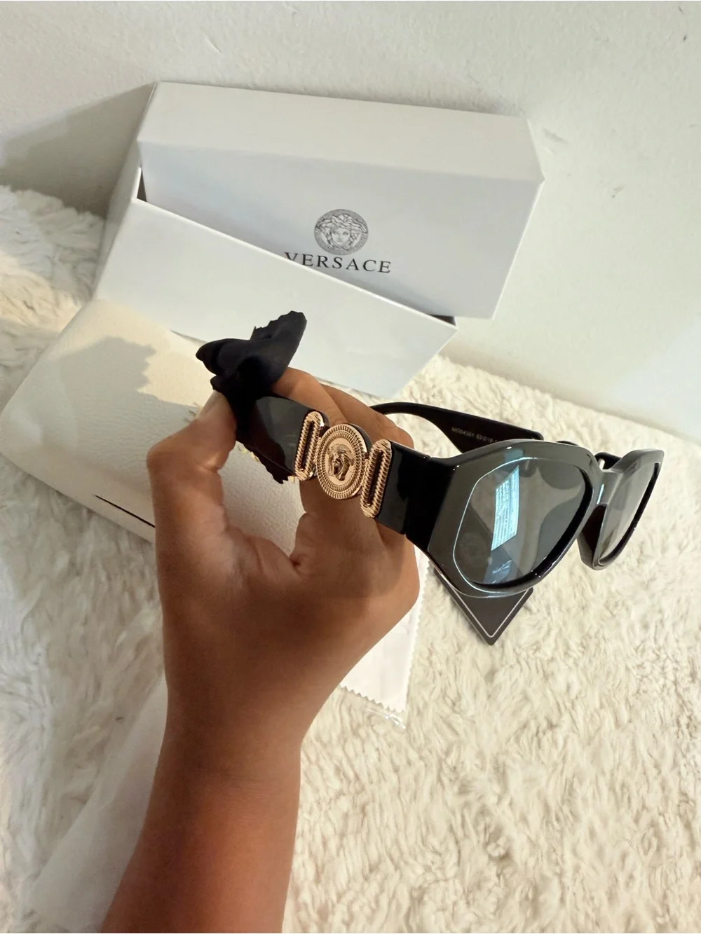 Versace Black Sunglasses with Gold Medallion Detail